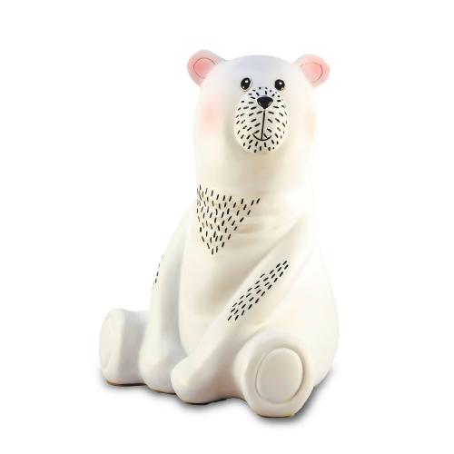 Velador oso polar blanco poliserina con adapt de USB a 220 18,3x16,1x23,3cm